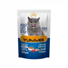 پوچ گربه یامیکس با طعم مرغ و گوشت (پته) - ۸۵ گرمی