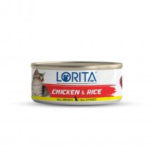 کنسرو گربه لوریتا (Lorita) نچرال با طعم مرغ و برنج - ۹۰ گرمی